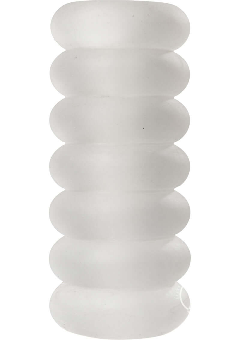 Triple-texture tunnel Mood Thrill Frost with massage beads and thick ribbing for unparalleled pleasure.