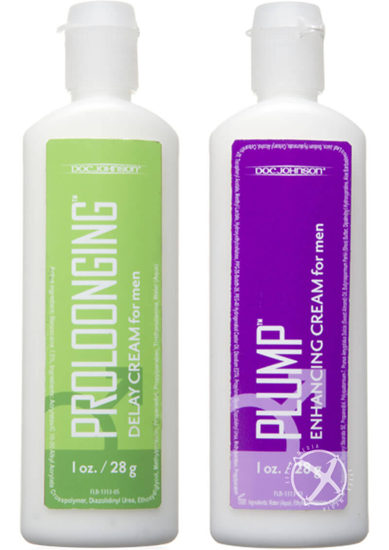 Proloonging and Plump for Men Kit - delay cream and enhancement cream bottles to enhance pleasure and performance.
