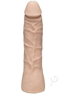 Vac-U-Lock Thin 7-Inch Dong Attachment in white with phallic head and textured shaft for lifelike pleasure