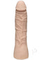 Vac-U-Lock Thin 7-Inch Dong Attachment in white with phallic head and textured shaft for lifelike pleasure