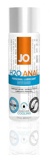 JO Cool H2O Anal Lubricant 2 Oz bottle featuring water-based formula for enhanced pleasure and stimulating sensations.