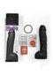 Vac-U-Lock Codeblack Realistic Hung Dildo with packaging, care guide, powder, and accessories