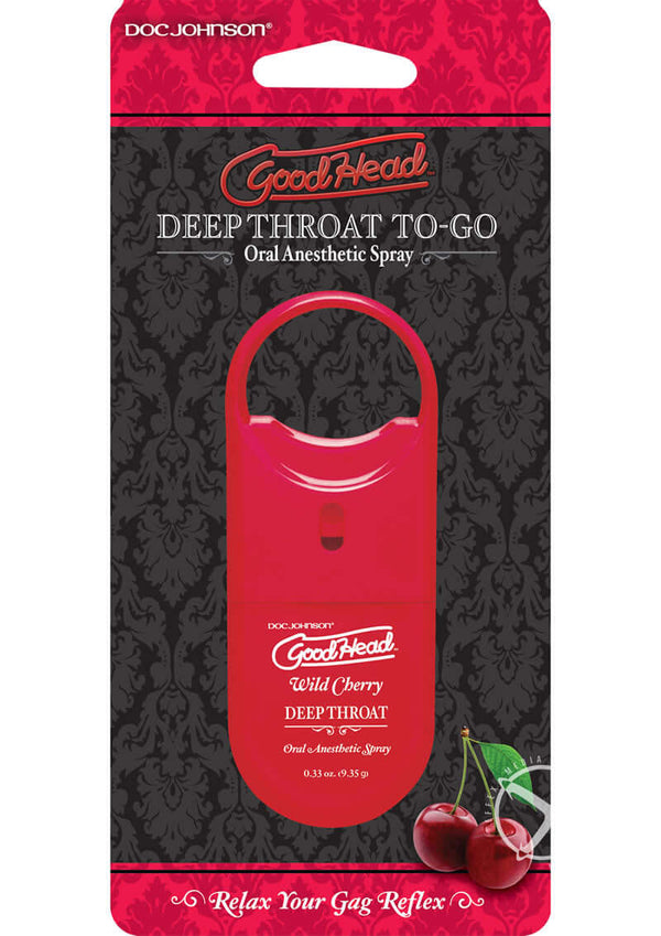 GoodHead Deep Throat To Go in Wild Cherry Flavor Oral Anesthetic Spray Packaging