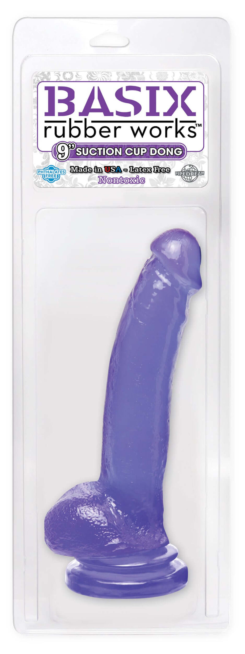Basix Rubber Works 9" Suction Cup Thicky Dong Purple