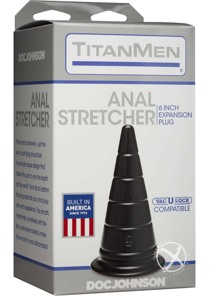 TitanMen Anal Stretcher 6 Black Packaging - Customizable Pleasure Expansion Plug in 6 Inch Size