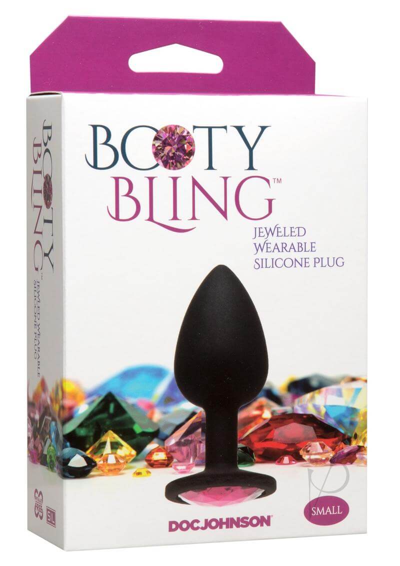 Booty Bling Small Pink Jeweled Wearable Silicone Plug in Packaging