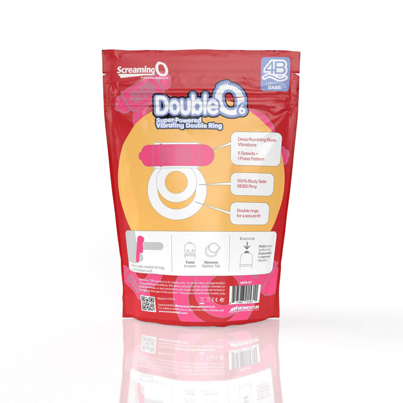 Screaming O Pleasure Products 4B Double O 6 Strawberry Pink Low Pitch Bass