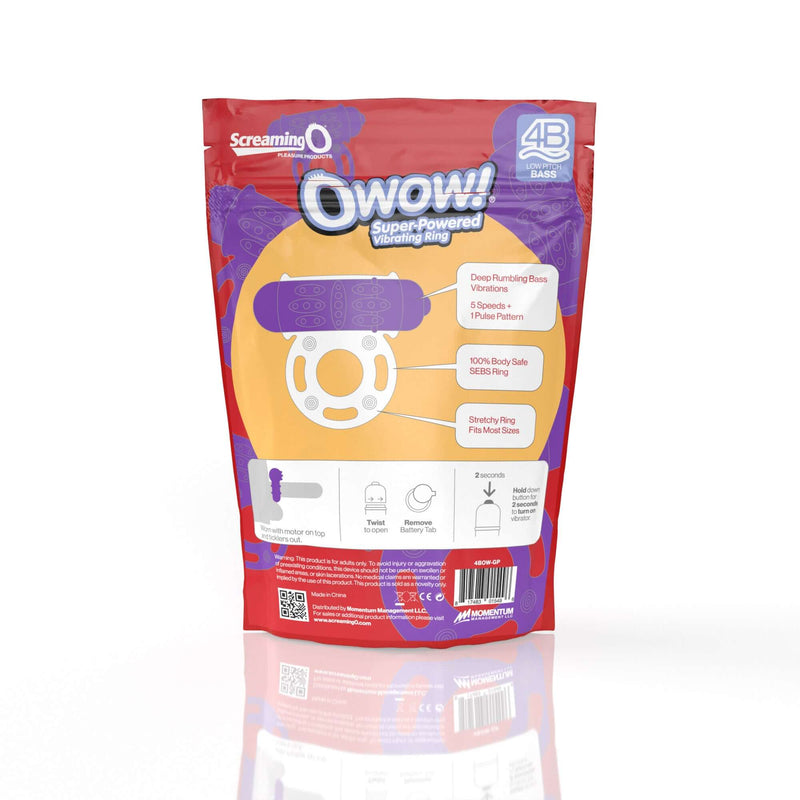 Screaming O 4B OWOW Grape Purple Low Pitch Bass Vibrating Cock Ring
