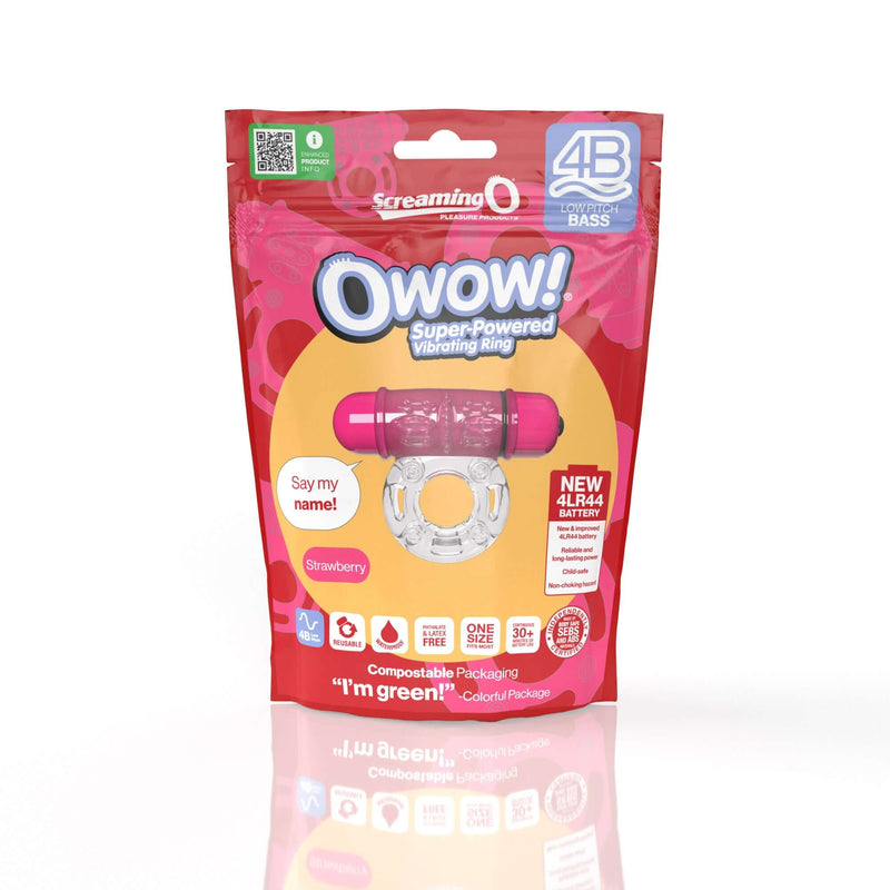 Screaming O 4B OWOW Strawberry Pink Low Pitch Bass Vibrating Cock Ring