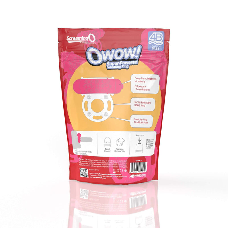 Screaming O 4B OWOW Strawberry Pink Low Pitch Bass Vibrating Cock Ring