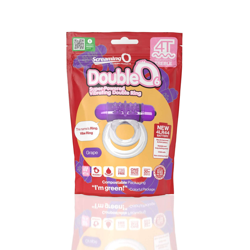 Screaming O 4T DoubleO 6 Grape Purple High Pitch Treble Super Powerful Vibrating Double Cock Ring