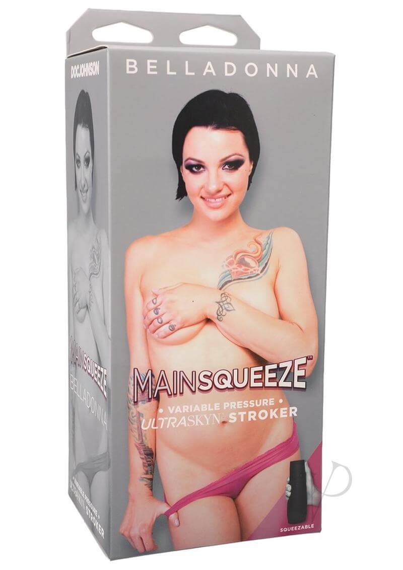 Main Squeeze Belladonna ULTRASKYN Pussy vanilla packaging featuring Belladonna in a seductive pose.