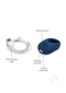 We Vibe Pivot Midnight Blue with USB charging cable, control button, clitoral stimulator, and charging contacts.