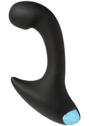 Doc Johnson OptiMALE P-Curve Massager for male G-spot stimulation with sleek black design and blue accent for ultimate P-spot pleasure