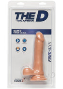 The Slim D Firmskyn 6 Inch Vanilla Dildo with Balls in packaging by Doc Johnson