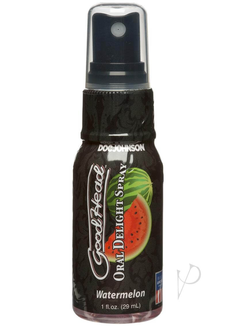 Doc Johnson's GoodHead Lickable Watermelon Spray 1 Oz Bottle, oral delight spray for intimate moments, sugar-free and paraben-free
