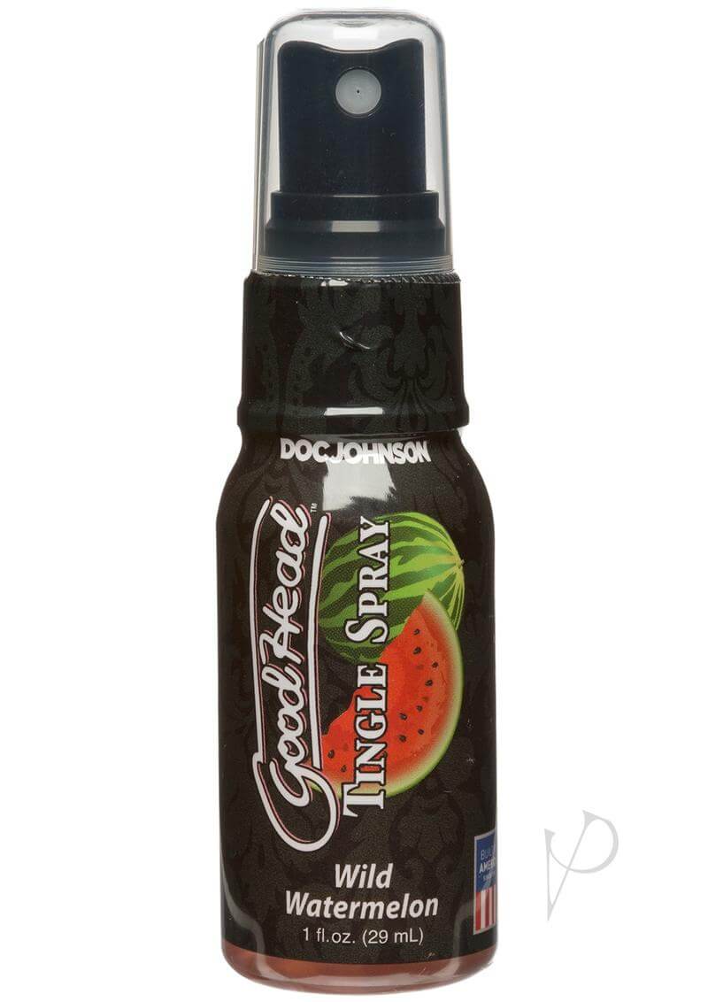 Doc Johnson GoodHead Tingle Spray 1oz in Watermelon flavor for mouthwatering oral pleasure with cool tingling sensation