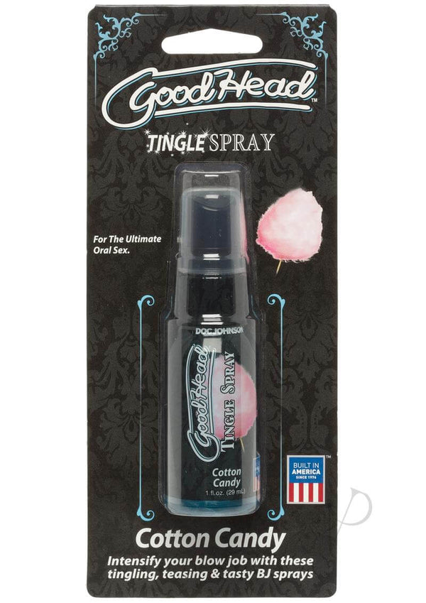 Doc Johnson GoodHead Tingle Spray Cotton Candy flavor 1oz package - Enhance oral pleasure with a cool, tingling sensation.