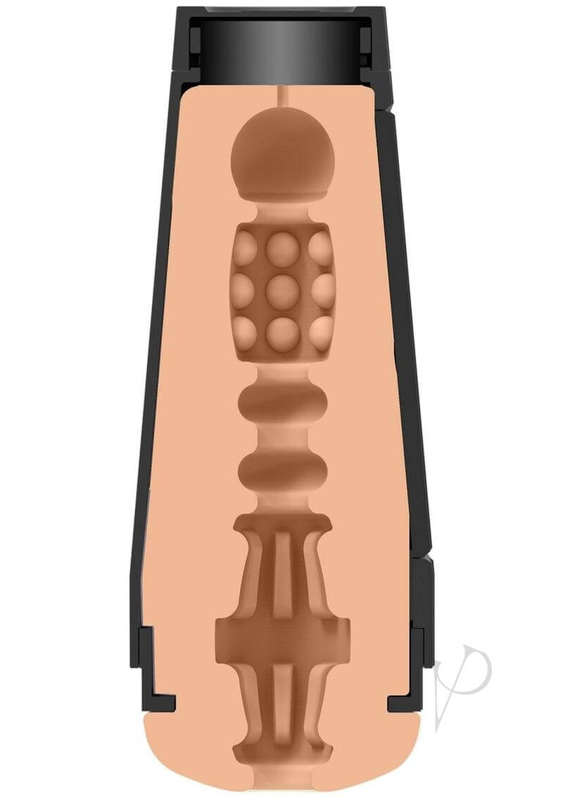 Main Squeeze Playmate Iryna lifelike ULTRASKYN stroker cutaway view showing textured interior with variable pressure hard-case design