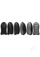 OptiMALE Silicone Warming Stroker with hard plastic outer shell and 10 vibration modes - front and back views.