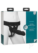 Be Bold Body Extensions Hollow Strap-On System by Doc Johnson packaging showing product on a model