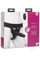 Doc Johnson Body Extensions Be Aroused Hollow Strap-On System packaging with harness and silicone attachment