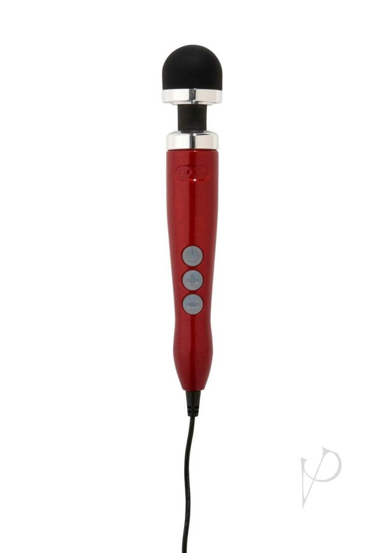 Doxy Number 3 Candy Red Wand Vibrator - Compact mains-powered pleasure device in vibrant red color