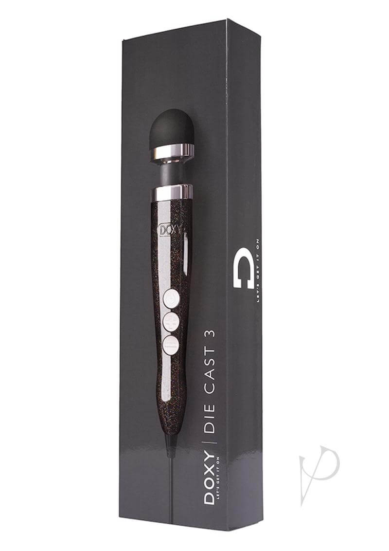 Doxy Die Cast 3 Disco Black Wand Massager in packaging