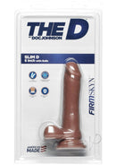The D Slim D with Balls: 6.5-inch Caramel FIRMSKYN Dildo in packaging by Doc Johnson