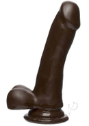 The D Slim D with Balls Firmskyn 6.5 Chocolate realistic pleasure toy in chocolate color with suction cup base.