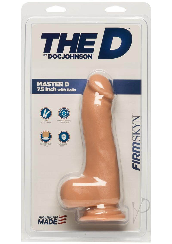 Master D 7.5 inches Dildo Vanilla with Balls in Packaging, Dual-Density FIRMSKYN Material for Lifelike Experience