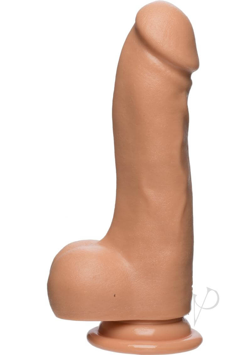 Master D 7 inches vanilla dildo with dual-density ULTRASKYN for lifelike experience, featuring realistic balls and firm base.