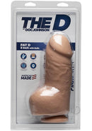 The D Fat D 8-inch vanilla dildo with balls in packaging for lifelike pleasure experience