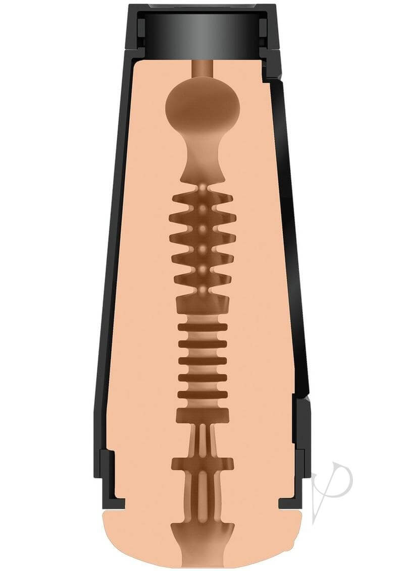 Cross-section view of Main Squeeze Camgirls Bailey Rayne Pussy lifelike stroker with detailed interior texture and variable pressure design.