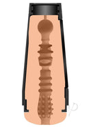 Cross-sectional view of Main Squeeze Cory Chase Pussy realistic stroker showcasing textured internal sleeve and hard outer case.