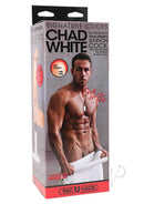 Chad White Signature Cocks 8.5-inch ULTRASKYN dildo in packaging with image of shirtless man on box.