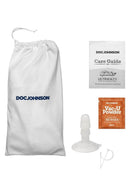 Doc Johnson Chad White Signature Cocks accessory kit with storage bag, care guide, Vac-U Powder, and attachment.