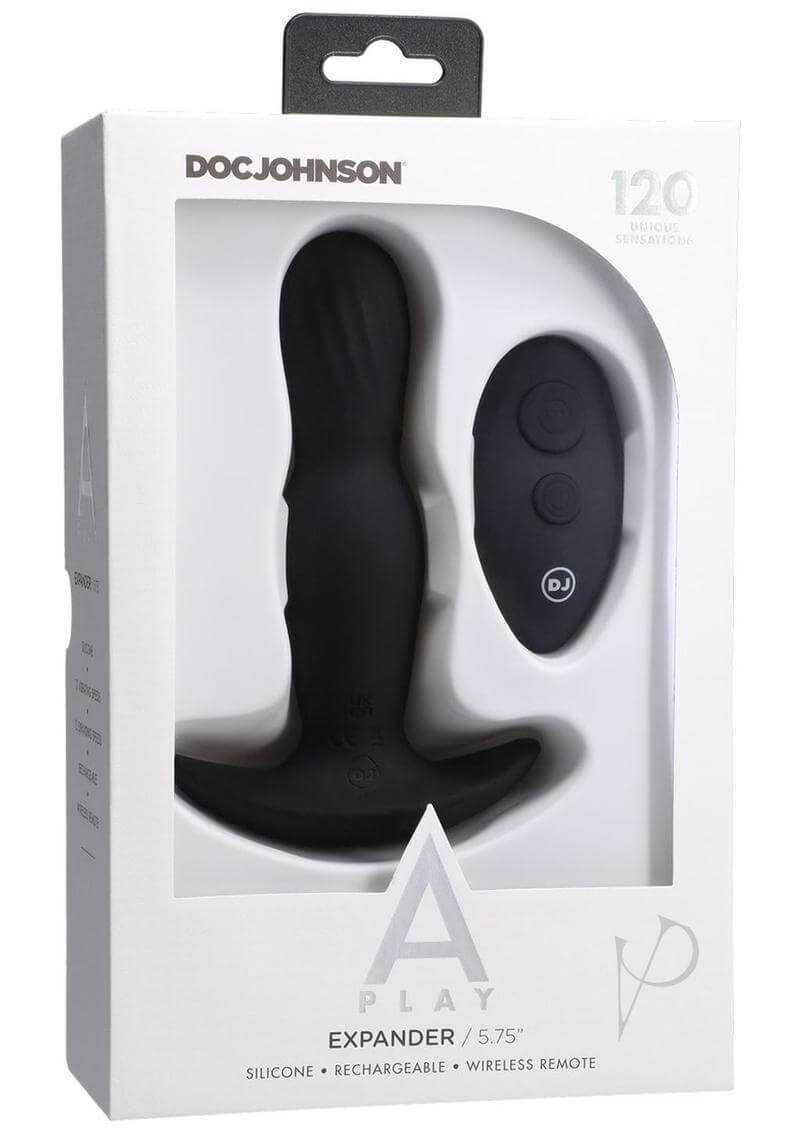 Doc Johnson A-Play EXPANDER Black anal plug with wireless remote in packaging