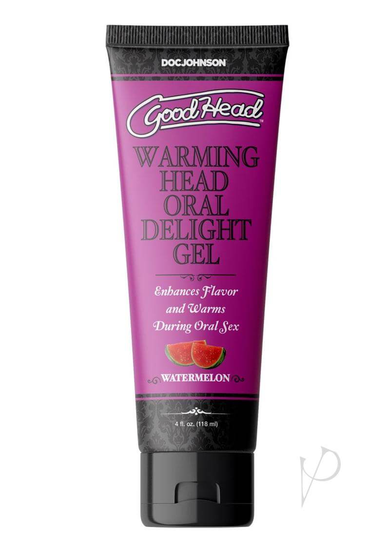 GoodHead Warming Oral Delight Gel Watermelon 4oz tube enhances flavor and warms during oral sex.