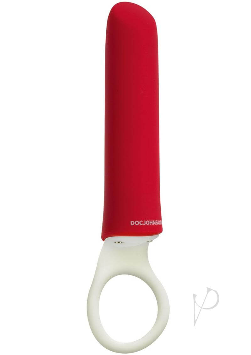 Limited-edition red lipstick mini-vibe with white base, featuring 20 vibration patterns for ultimate discreet pleasure.