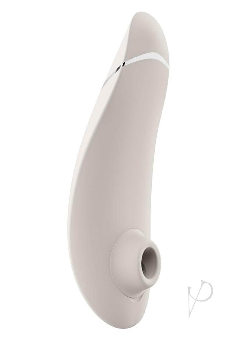 Womanizer Premium 2 Rechargeable Clitoral Stimulator in Warm Gray with Pleasure Air Technology for luxurious pleasure.