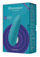 Womanizer Starlet 3 Turquoise in box, compact waterproof toy with 6 intensity levels for beginners, vibrant turquoise color
