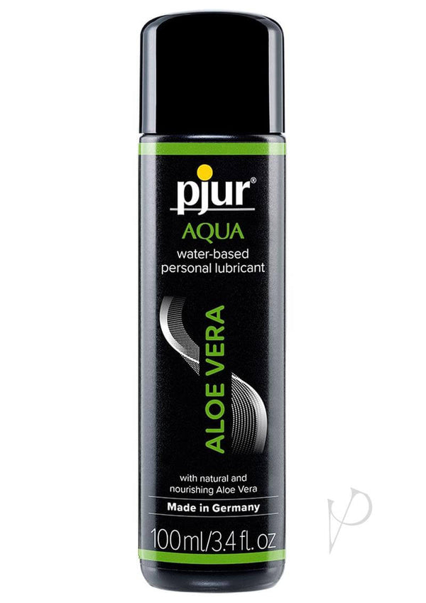 Pjur Aqua Aloe Vera 100ml water-based personal lubricant for moisturizing, non-greasy, aloe-infused, suitable for erotic toys.