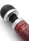 Doxy Die Cast 3R Rose Pattern rechargeable vibrating wand massager with red rose design for unparalleled pleasure.