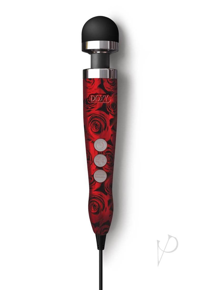 Doxy Die Cast 3 Rose Pattern Compact Wand Massager with Adjustable Power Levels
