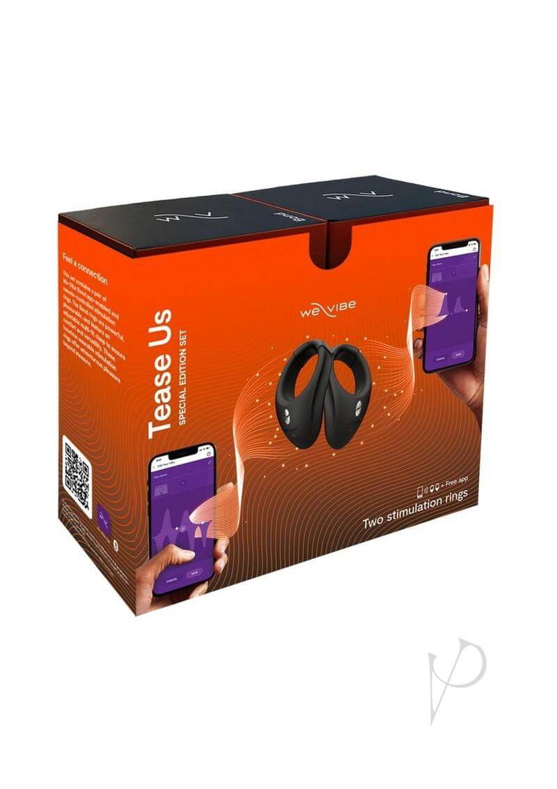 We-Vibe Tease Us Bond wearable stimulation ring set in black packaging