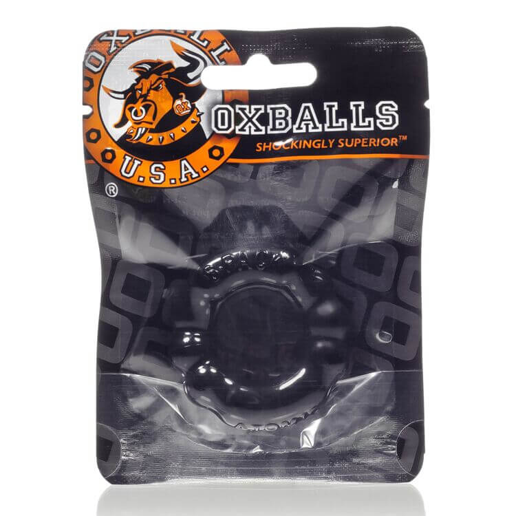 Oxballs 6 Pack Cock Ring Black in Packaging for Enhanced Performance and Pleasure