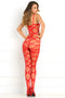 RENE ROFE STRAPPED UP SHEER BODYSTOCKING RED O/S (NET) at $7.99