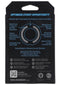 Back of Optimale Flexisteel Cockring 43mm Blue packaging detailing key features and specifications.