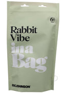 Packaging of "In a Bag Rabbit Vibe" discreet black vibrator with Doc Johnson branding, hygienic silicone, 10 functions.